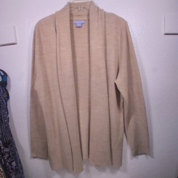 Laura Scott Mid Length Beige Cardigan Sweater 1X - Picture 1 of 14